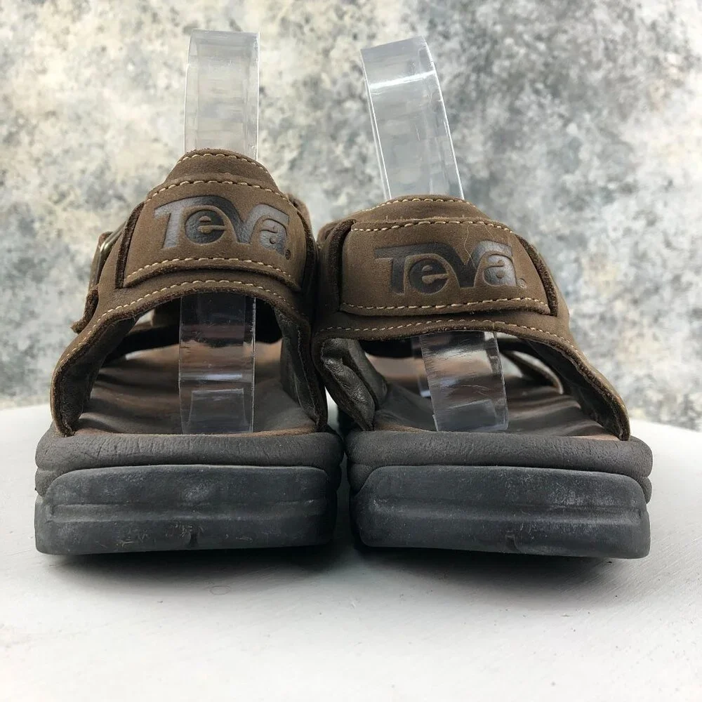 Teva Men's Size 12 Camden Brown Leather Open Toe Buckle Fisherman Sandals